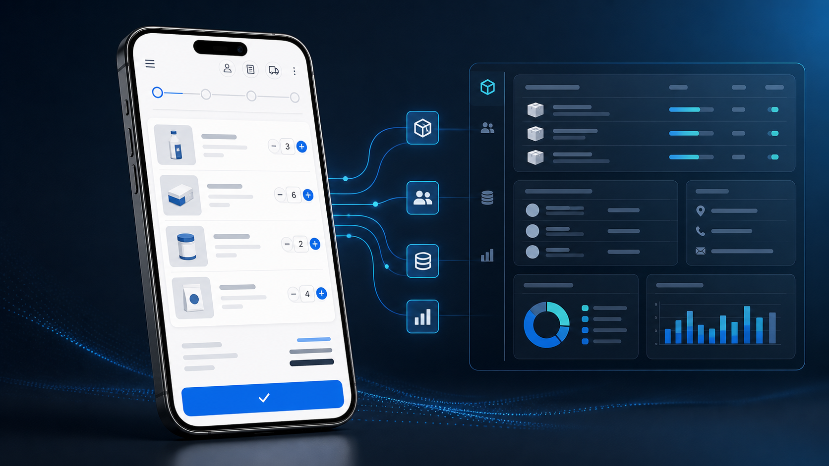 Aplicativo CyberPED para criação de pedidos no celular integrado ao ERP